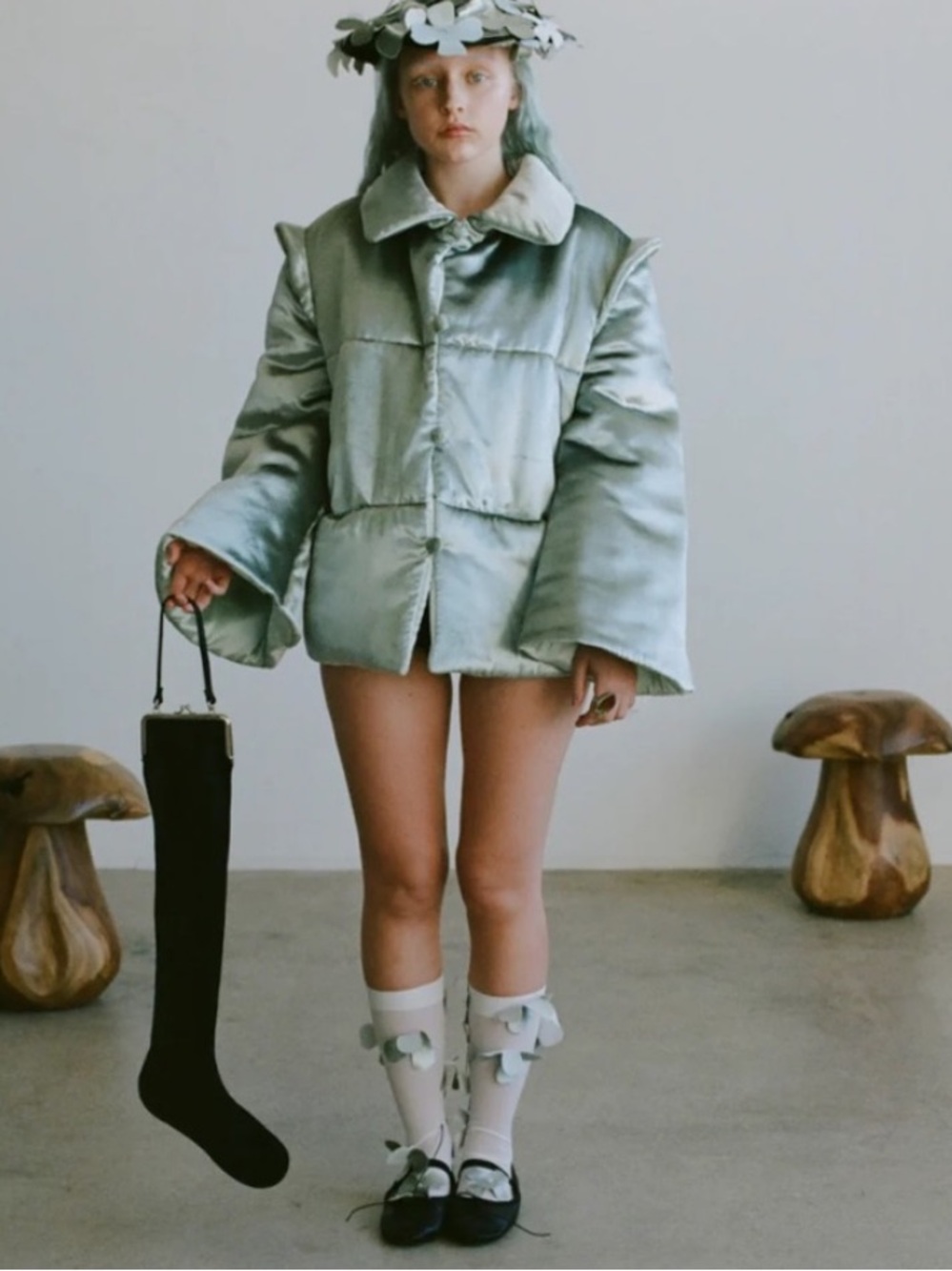 Dauphinette Short Seafoam Puffer - size Small - Picture 4 of 10